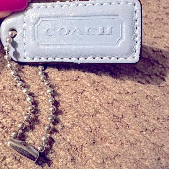 Coach Vintage 2” Light Blue leather Fob Bag Hangtag - Picture 1 of 2
